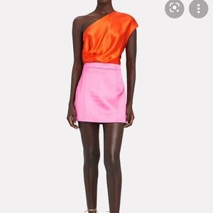 Michelle Mason One Shoulder Draped Silk Top